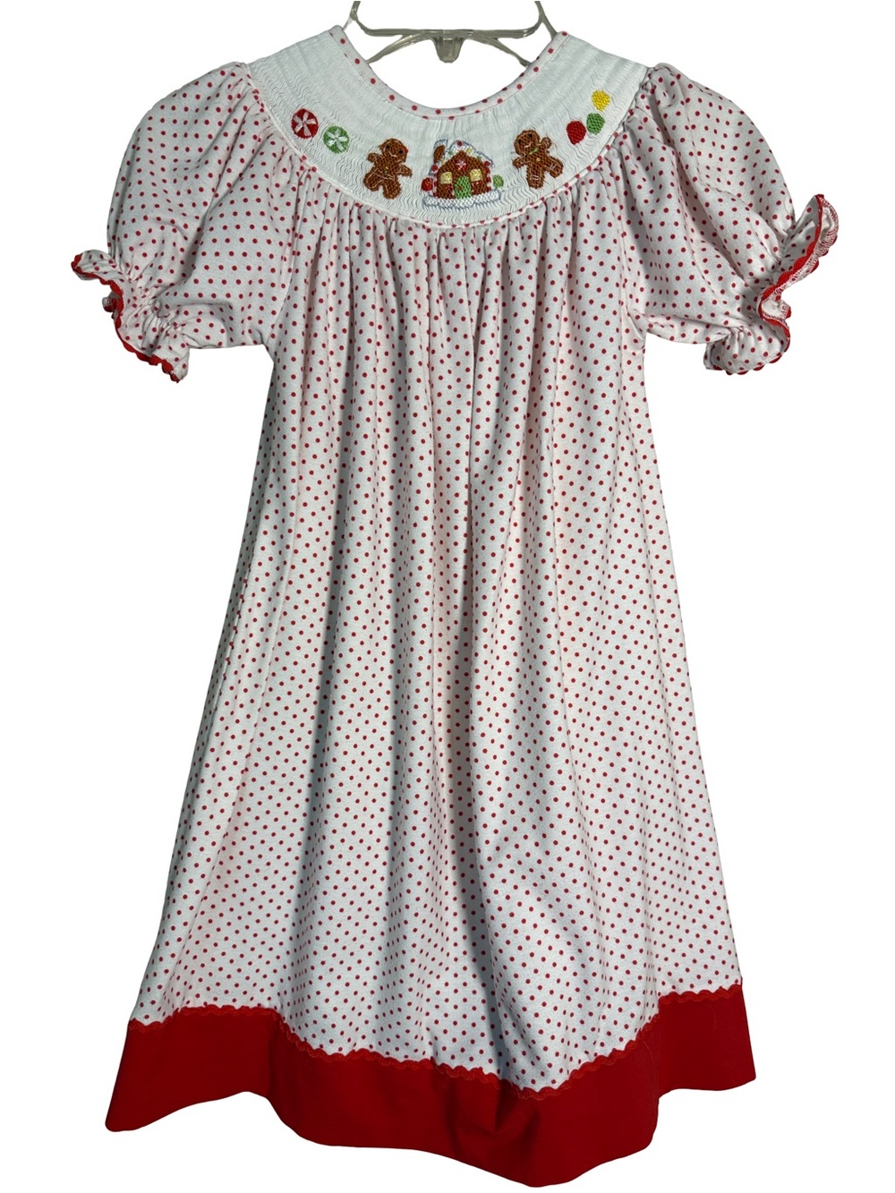 Sweet Southern Smocks Polka Dot Smock Collar Knit Dress Girls 3
